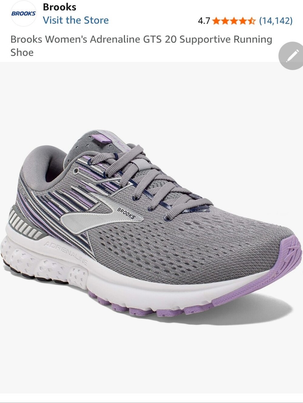 Brooks Light Gray Athletic Running Shoes with Navy Accents
